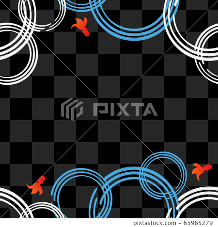 Ripples frame square goldfish and checkered... - Stock Illustration ...