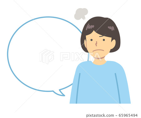 淺藍色打扮/生氣的女孩講話泡泡 65965494