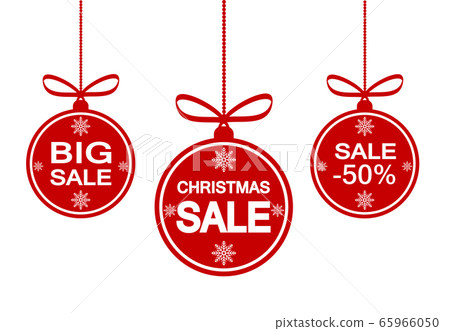 Set of red christmas ball with snowflake and big - Stock Illustration ...