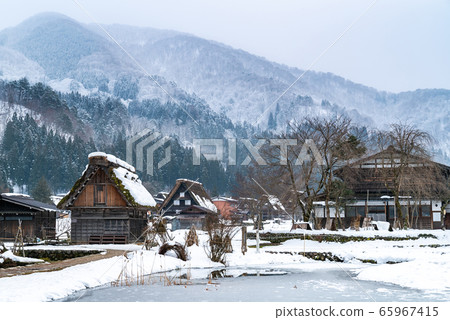Shirakawago snow winter Japan 65967415