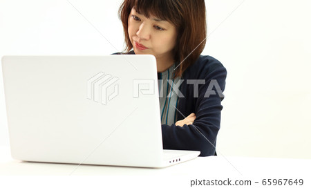 Woman working remotely Copy space available Woman working remotely Copy space available 65967649