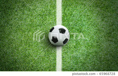 Soccer ball on green grass in stadium Soccer ball on green grass in stadium 65968728