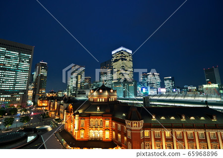 Night view of Tokyo Station and the clear night sky from a high place Night view of Tokyo Station and the clear night sky from a high place 65968896