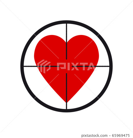 Red heart in target on white icon for design, Red heart in target on white icon for design, 65969475