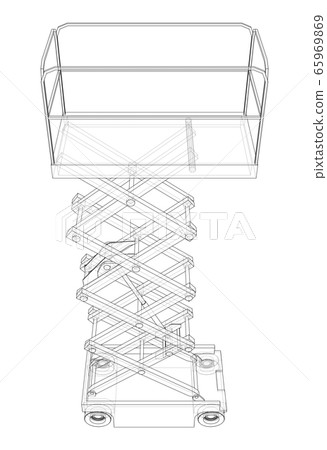 Scissor lift concept outline. Vector Scissor lift concept outline. Vector 65969869