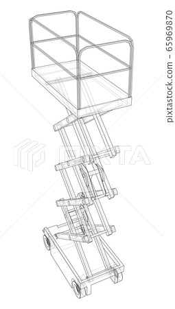 Scissor lift concept outline. Vector Scissor lift concept outline. Vector 65969870