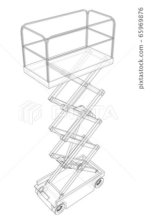 Scissor lift concept outline. Vector 65969876
