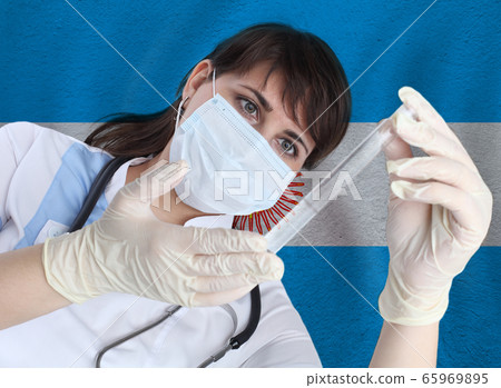 Scientist woman with test tube virus Scientist woman with test tube virus 65969895