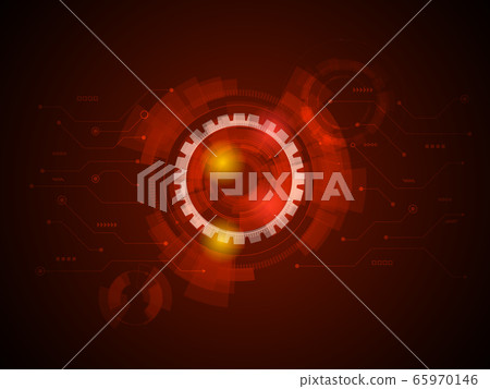 abstract technology circuits in red background - Stock Illustration ...