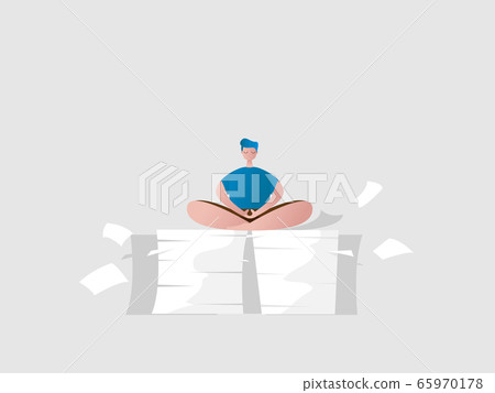 man relax sitting in meditation pose on a pile of man relax sitting in meditation pose on a pile of 65970178