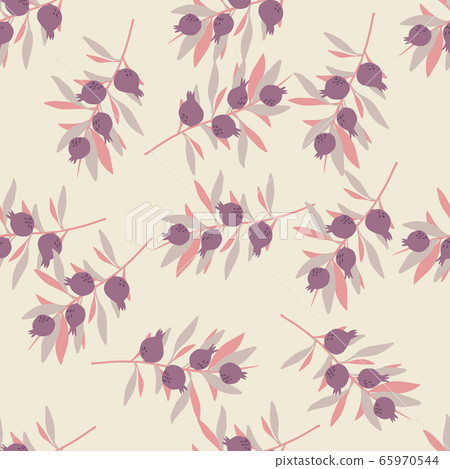 Leaves and berries seamless pattern on light - Stock Illustration ...