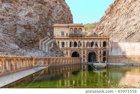 Famous Monkey Temple Kund in Jaipur, Rajasthan, Famous Monkey Temple Kund in Jaipur, Rajasthan, 65971558