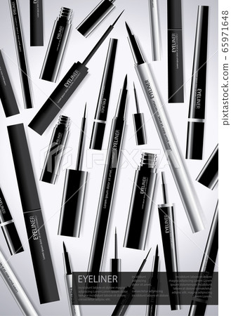 Poster Cosmetic Eyeliner with Packaging background Template Vector Illustration Poster Cosmetic Eyeliner with Packaging background Template Vector Illustration 65971648