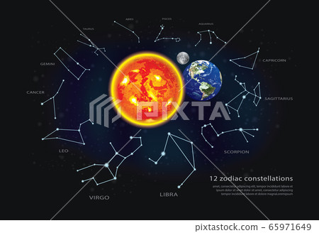 12 zodiac constellations Vector Illustration 12 zodiac constellations Vector Illustration 65971649