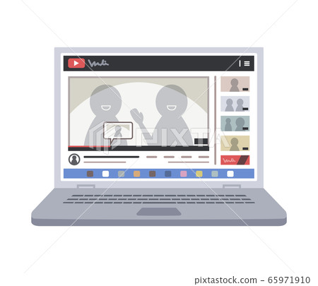 Laptop illustration (video site screen), no main line 65971910
