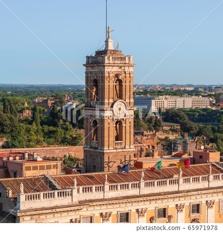 Aetial view to the tower of the Campidoglio in Rome Aetial view to the tower of the Campidoglio in Rome 65971978
