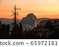Sunset view of the Half Dome from the Olmsted Viewpoint in Yosemite 65972181