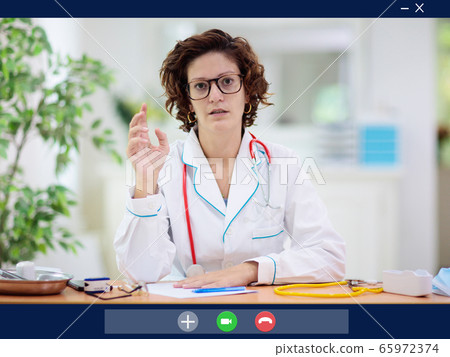 Video chat with doctor during quarantine. Video chat with doctor during quarantine. 65972374
