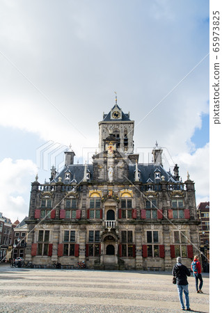 Cityscape of Delft in the Netherlands historic brick building 65973825