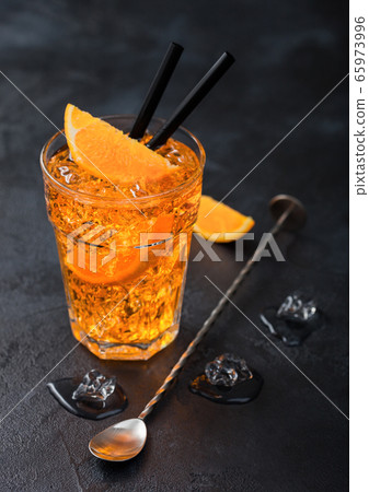 Aperol spritz summer cocktail in highball glass 65973996