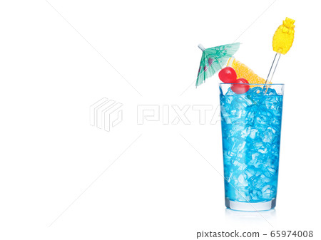 Blue lagoon cocktail highball glass with stirrer Blue lagoon cocktail highball glass with stirrer 65974008