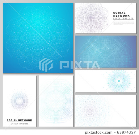 The minimalistic abstract vector illustration layouts of modern social network mockups in popular formats. Big Data Visualization, geometric communication background with connected lines and dots. The minimalistic abstract vector illustration layouts of modern social network mockups in popular formats. Big Data Visualization, geometric communication background with connected lines and dots. 65974357