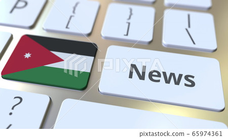 News text and flag of Jordan on the keys of a computer keyboard. National online media related conceptual 3D rendering News text and flag of Jordan on the keys of a computer keyboard. National online media related conceptual 3D rendering 65974361