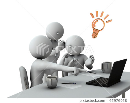Team, white background, 3D rendering that worked together to solve the problem 65976958