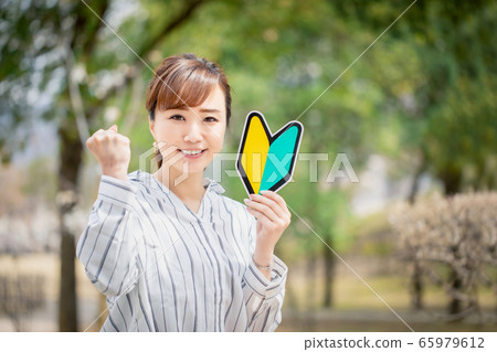 有初學者標記的亞裔女商人 有初學者標記的亞裔女商人 65979612
