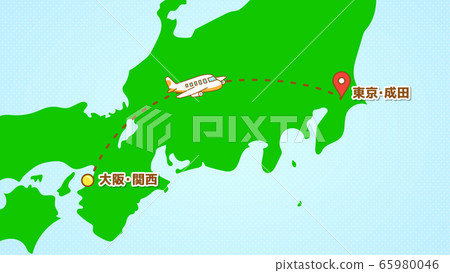 插圖說明簡單的飛機運動(從關西到成田) 插圖說明簡單的飛機運動(從關西到成田) 65980046
