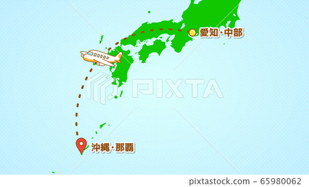 插圖說明簡單的飛機運動（從中部到那霸） 65980062