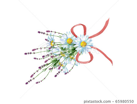 雛菊和薰衣草花束 65980550