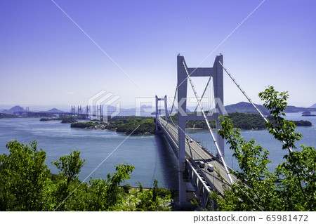 岡山縣倉敷市的瀨戶大橋和鹽鄉群島 65981472