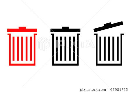 Trash bin flat line icon Trash bin flat line icon 65981725