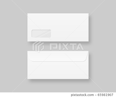 Set of blank realistic envelopes template. Blank realistic closed envelope front and back view mockup. Realistic vector illustration. Set of blank realistic envelopes template. Blank realistic closed envelope front and back view mockup. Realistic vector illustration. 65981907
