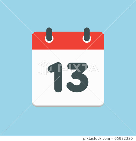 Vector icon list calendar day, date number 13 65982380