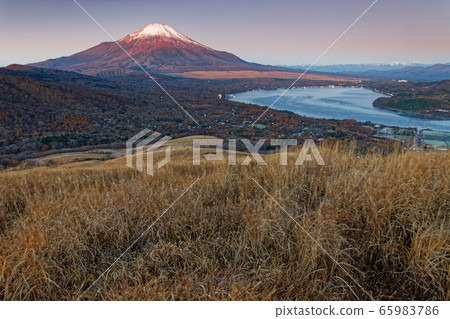 Mt.Fuji and Lake Yamanaka at dawn from Mt. Mt.Fuji and Lake Yamanaka at dawn from Mt. 65983786