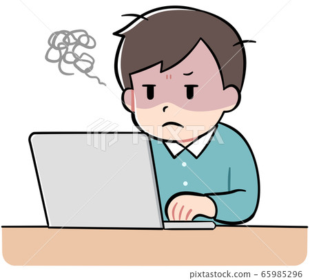 A man using a computer (displeased) - Stock Illustration [65985296] - PIXTA