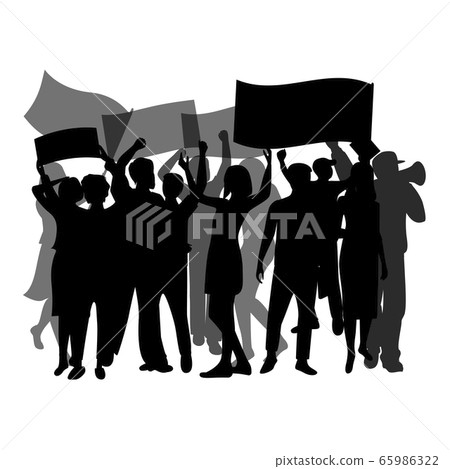 Crowd black silhouette isolated Crowd black silhouette isolated 65986322
