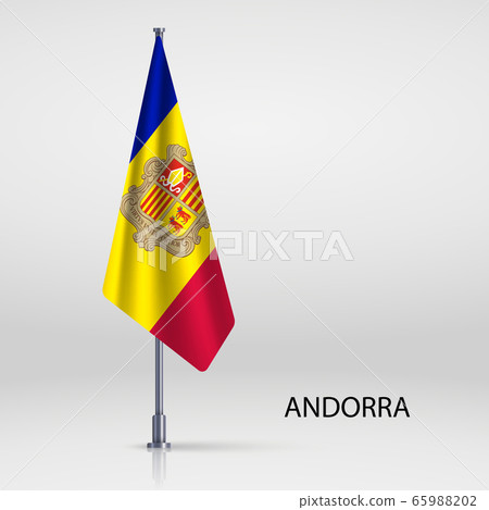 hanging flag on flagpole Template for your design 65988202