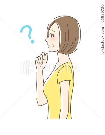 Side profile of a woman who feels anxiety, doubts, and worries Side profile of a woman who feels anxiety, doubts, and worries 65989720