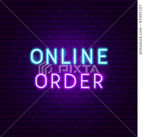 Online Order Neon Text 65995107
