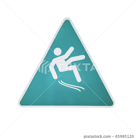 Wet floor warning sign isolated on white with clipping path 65995120