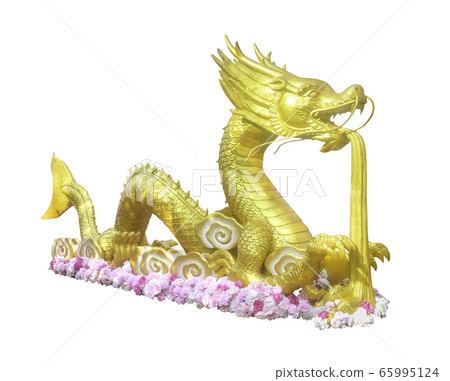Golden dragon statue isolated on white background Golden dragon statue isolated on white background 65995124
