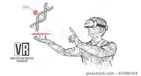 Vr Wireframe Headset Vector Banner Polygonal 插圖素材 圖庫