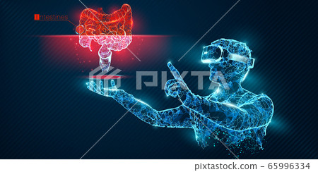 Vr Wireframe Headset Vector Banner Polygonal 插圖素材 圖庫