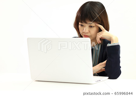 Woman working remotely Copy space available 65996844