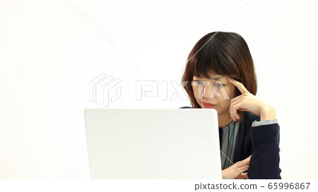Woman working remotely Copy space available 65996867