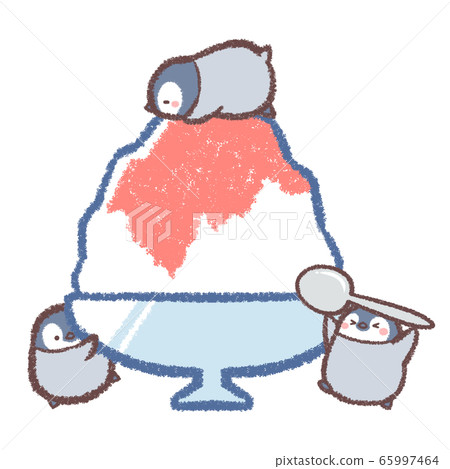 Shaved ice strawberry penguin chicks 65997464