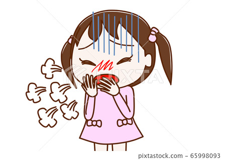 一個小女孩咳嗽不停 65998093